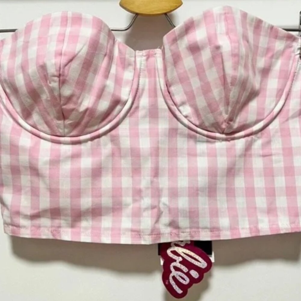 ✨NWT✨ ZARA Pink Gingham Bustier Top (Barbie Collection) - Picture 3 of 7